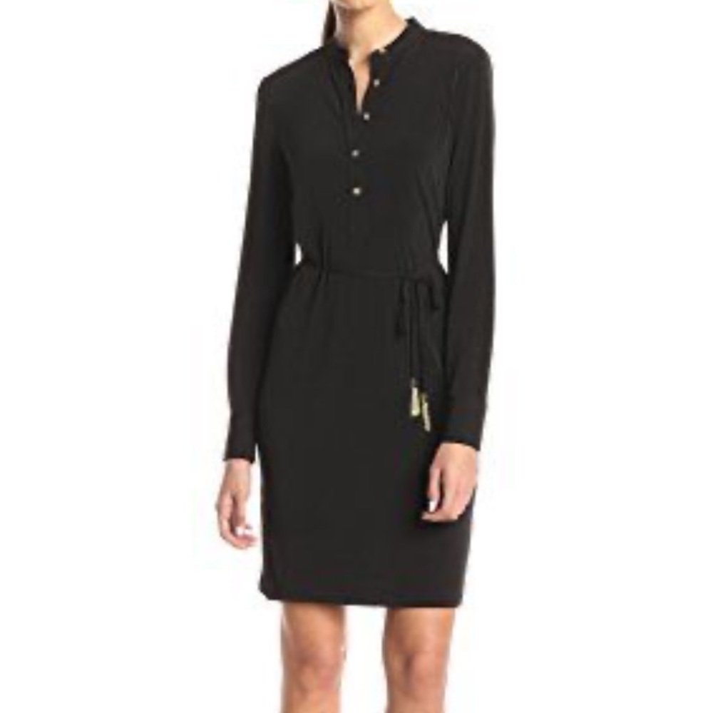 🖤 CALVIN KLEIN Longsleeve Black Button Shirt Dress Women’s 10